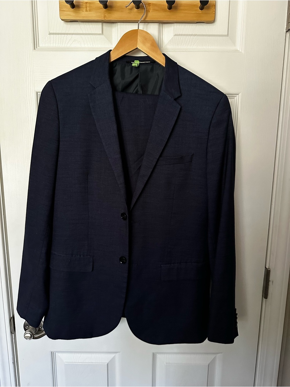 H&M Men's Dark Navy Two-Button Suit Jacket Skinny Fit
